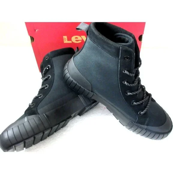 Levi's Strauss Men's La Paz 2.0 Lace Up Canvas Casual Boots All Black NIB - Picture 3 of 6